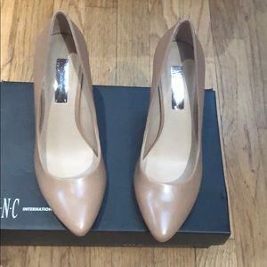 INC internacional dark nude leather heels size 7